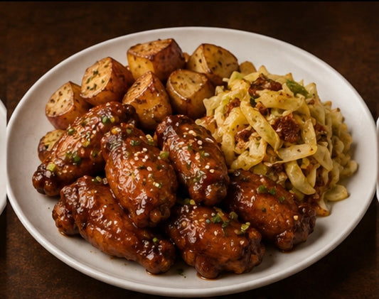Honey Garlic Chicken wings meal